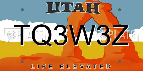 TQ3W3Z Utah License Plate