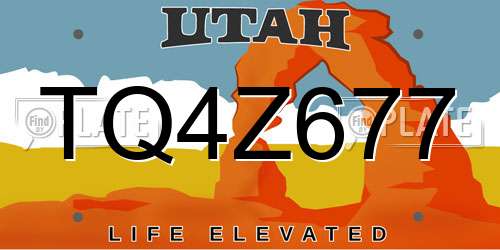 TQ4Z677 Utah License Plate