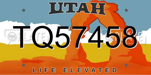 TQ57458 Utah License Plate