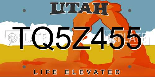 TQ5Z455 Utah License Plate