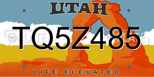 TQ5Z485 Utah License Plate