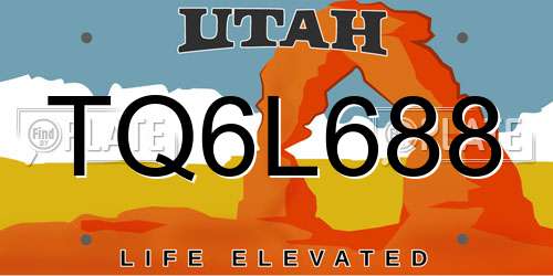 TQ6L688 Utah License Plate