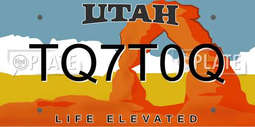 TQ7T0Q Utah License Plate
