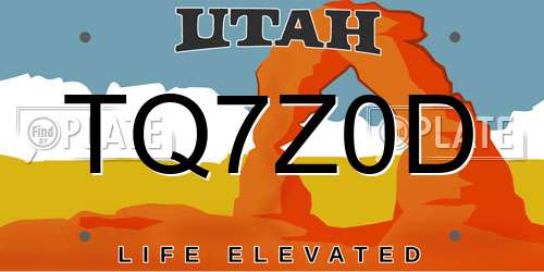 TQ7Z0D Utah License Plate