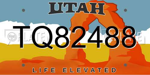 TQ82488 Utah License Plate