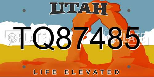 TQ87485 Utah License Plate