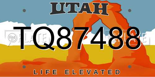 TQ87488 Utah License Plate
