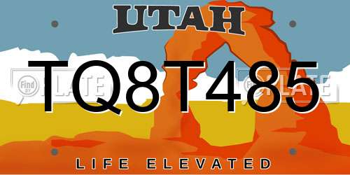 TQ8T485 Utah License Plate