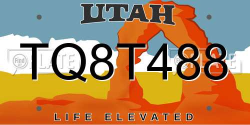 TQ8T488 Utah License Plate