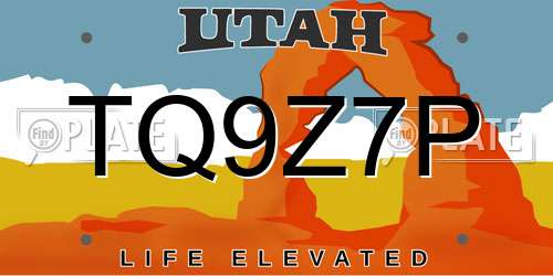 TQ9Z7P Utah License Plate