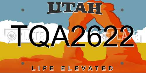 TQA2622 Utah License Plate