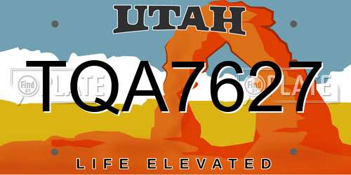 TQA7627 Utah License Plate