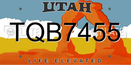 TQB7455 Utah License Plate