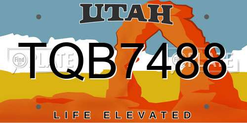 TQB7488 Utah License Plate