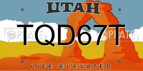 TQD67T Utah License Plate