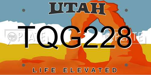 TQG228 Utah License Plate