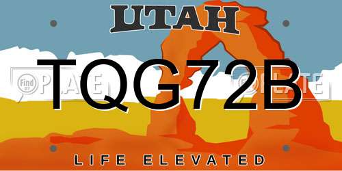 TQG72B Utah License Plate