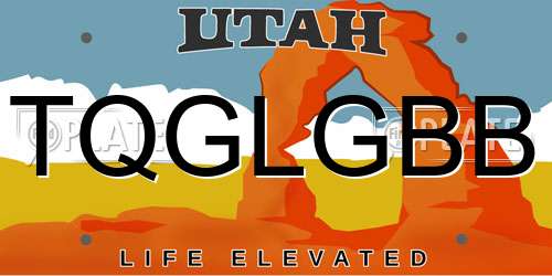 TQGLGBB Utah License Plate
