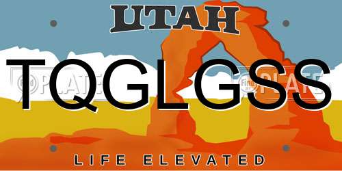 TQGLGSS Utah License Plate