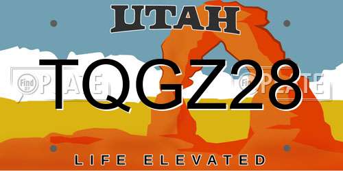 TQGZ28 Utah License Plate