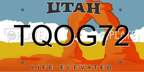 TQOG72 Utah License Plate