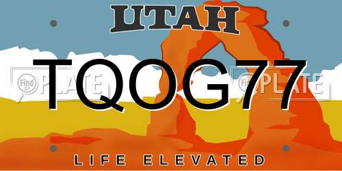 TQOG77 Utah License Plate