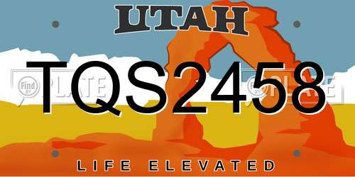 TQS2458 Utah License Plate