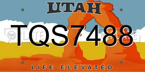 TQS7488 Utah License Plate