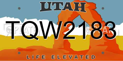 TQW2183 Utah License Plate