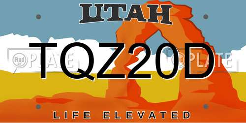 TQZ20D Utah License Plate