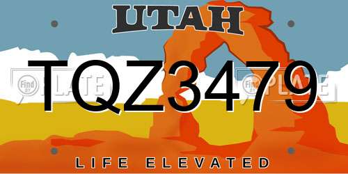 TQZ3479 Utah License Plate