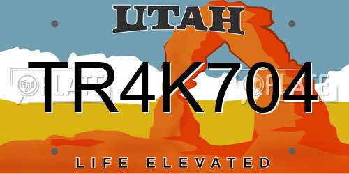 TR4K704 Utah License Plate