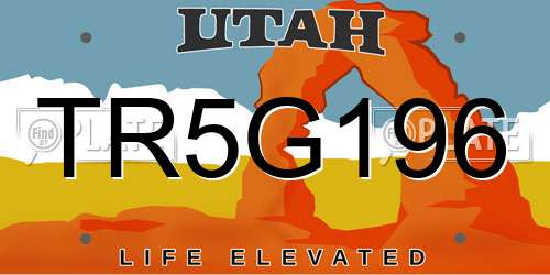 TR5G196 Utah License Plate