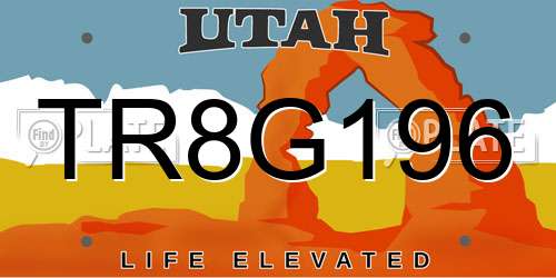 TR8G196 Utah License Plate
