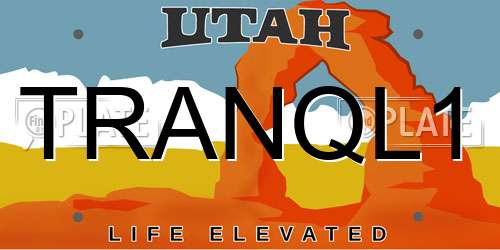 TRANQL1 Utah License Plate