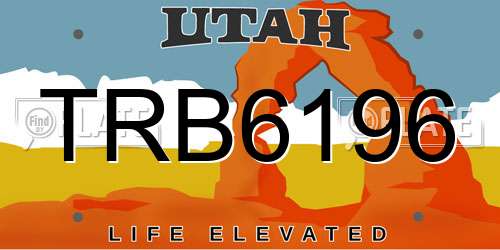 TRB6196 Utah License Plate