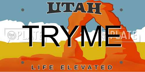 TRYME Utah License Plate