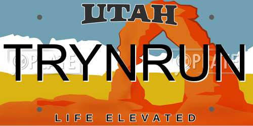 TRYNRUN Utah License Plate