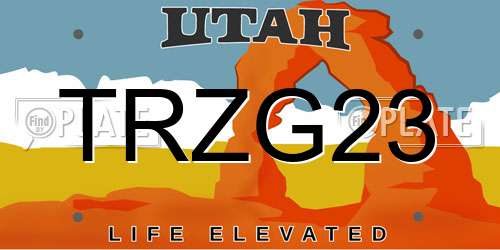TRZG23 Utah License Plate