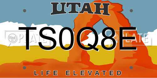 TS0Q8E Utah License Plate