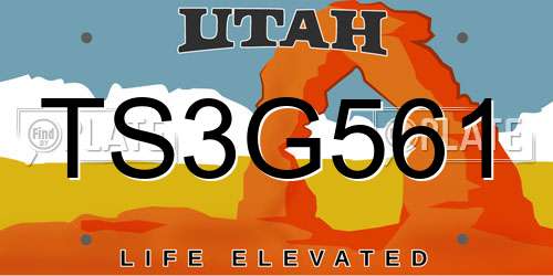 TS3G561 Utah License Plate