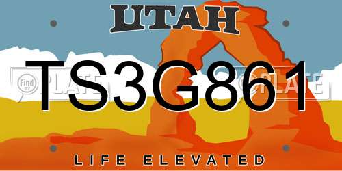 TS3G861 Utah License Plate