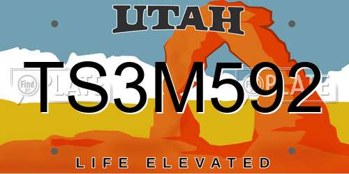 TS3M592 Utah License Plate