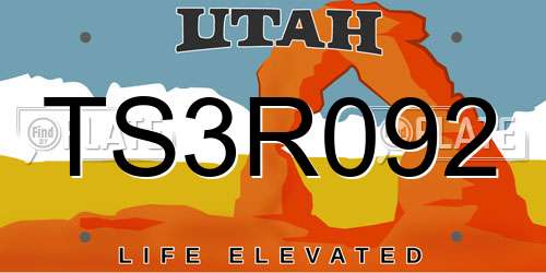 TS3R092 Utah License Plate