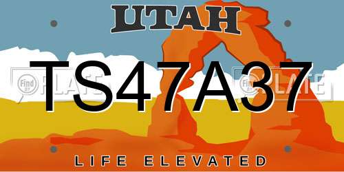 TS47A37 Utah License Plate