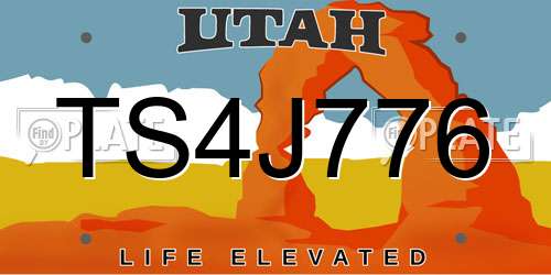 TS4J776 Utah License Plate