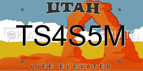 TS4S5M Utah License Plate