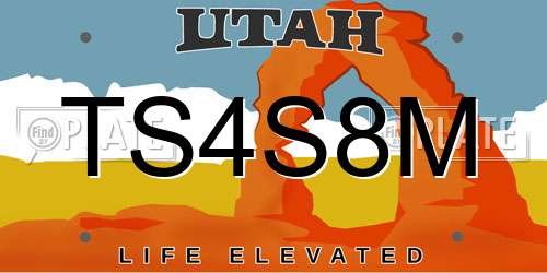 TS4S8M Utah License Plate
