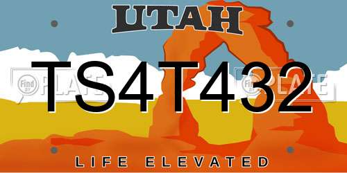 TS4T432 Utah License Plate