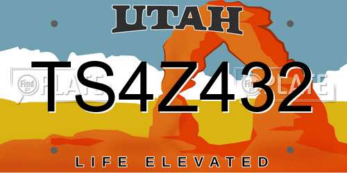 TS4Z432 Utah License Plate